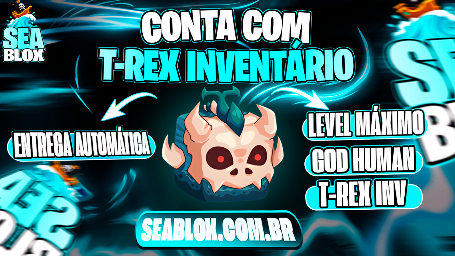 ⭐ LVL MAX + GHM 👊 +  🍎 T-REX NO INVENTARIO + FRUTAS E ITENS